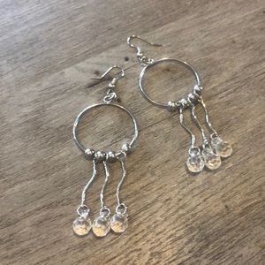 Silver and Beaded Dangling Hook Earrings